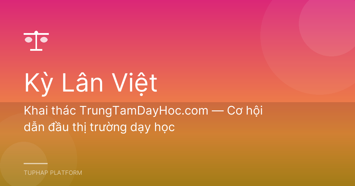 Khai thác TrungTamDayHoc.com — Cơ hội dẫn đầu thị trường dạy học