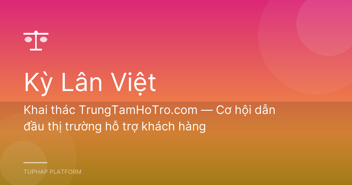 Khai thác TrungTamHoTro.com — Cơ hội dẫn đầu thị trường hỗ trợ khách hàng